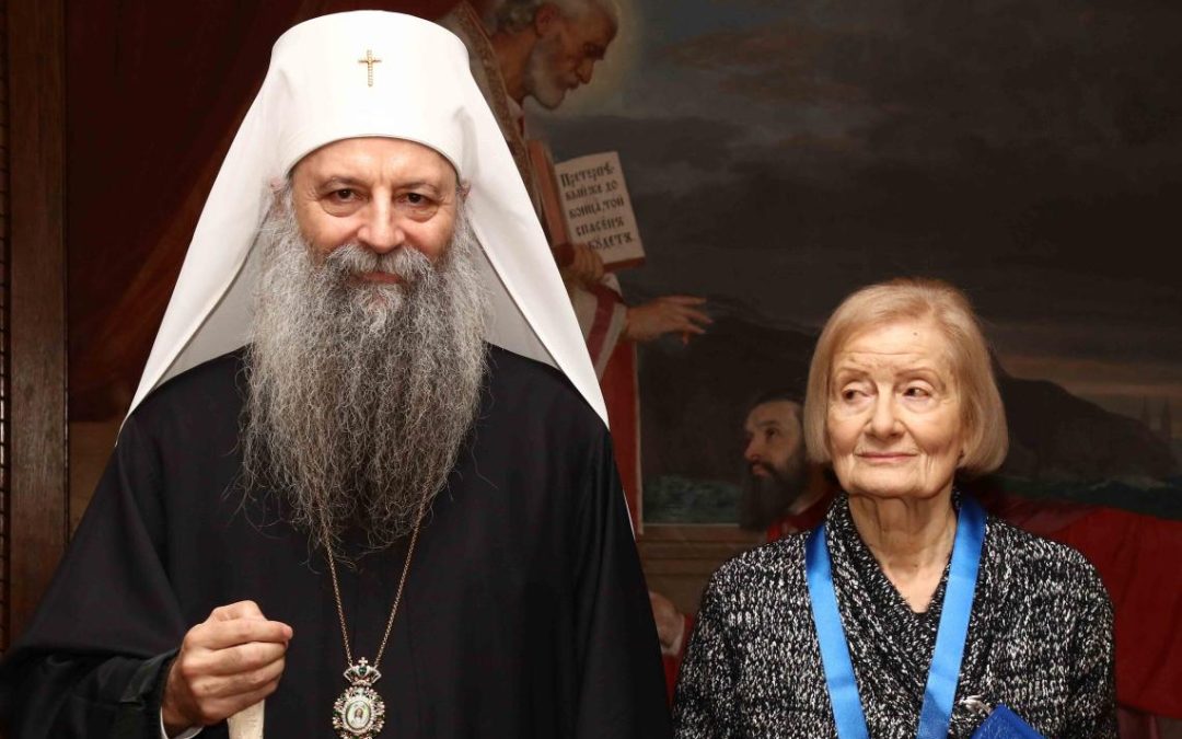 Патријарх Порфирије уручио орден Светог Саве академику Мирјани Живојиновић